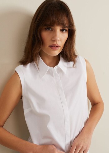 Phase Eight Aimee Sleeveless Shirts White USA | 7146932-FN